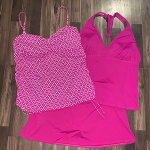 Lands End 3 Piece Tankini/Halter/Swim Skirt Set